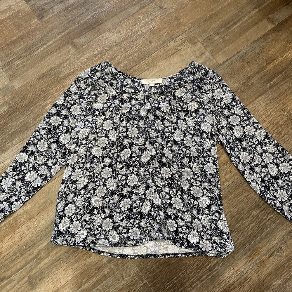 Floral Navy and White Women's Maternity Top
